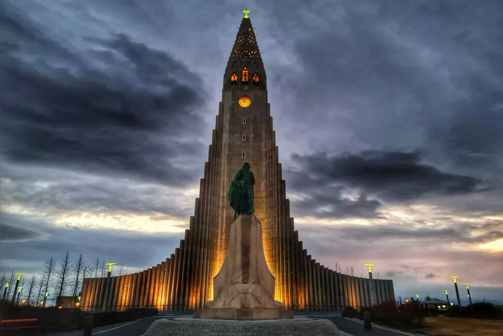 Hallgrímskirkja, a Lutheran parish church in Reykjavík, Iceland.