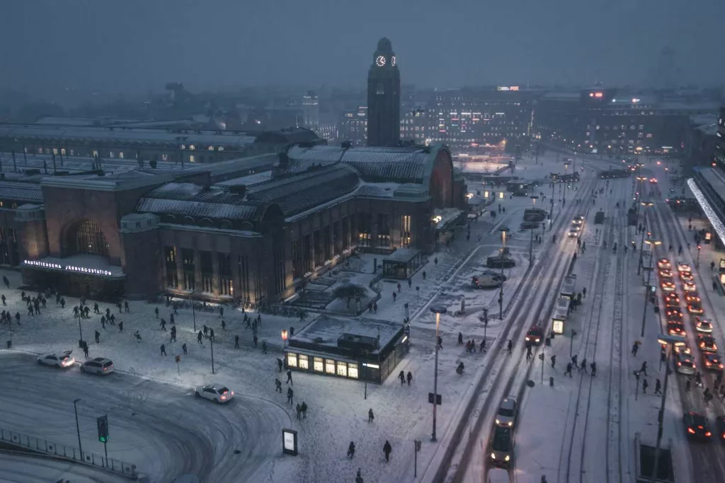 Helsinki, Finland in Winter, at Night